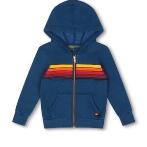 Aviator Nation Kids' Blue Zip Hoodie with Sunset Stripes